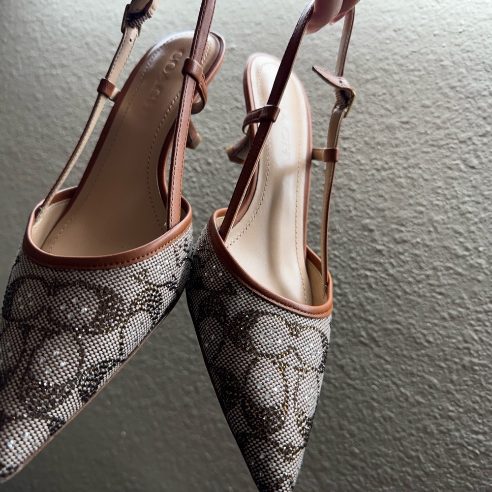 Rosie Slingback In Crystal Signature Jacquard Coach 8